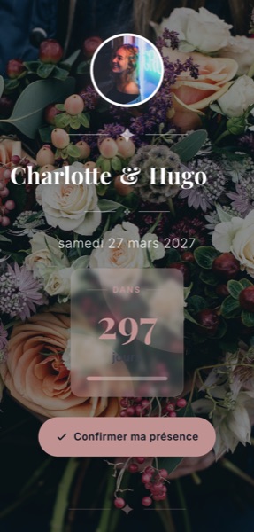 Example of a mobile wedding guest page
